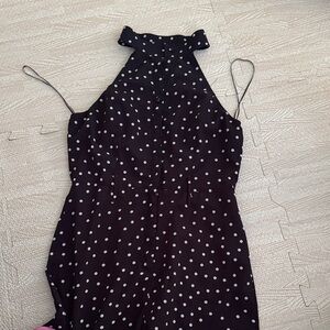Ina Black Halter Polka Dot Jumpsuit with White Dots